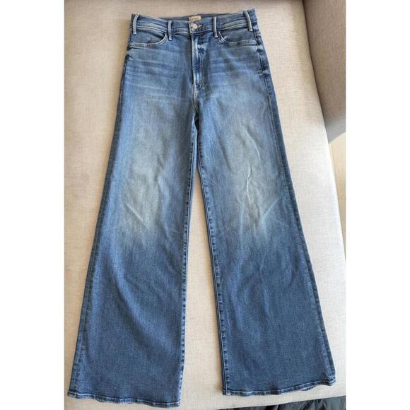 MOTHER Hustler Roller Sneak Jeans Riding the Cliffside Flare Size 31 Blue - Picture 5 of 8